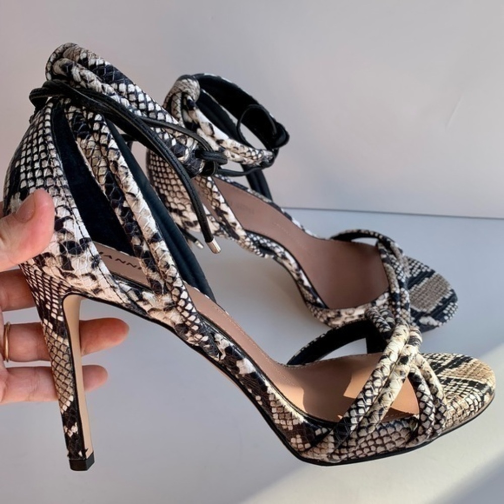 GIANNI Bini Abbrie Snake Print Ankle Tie Sandals